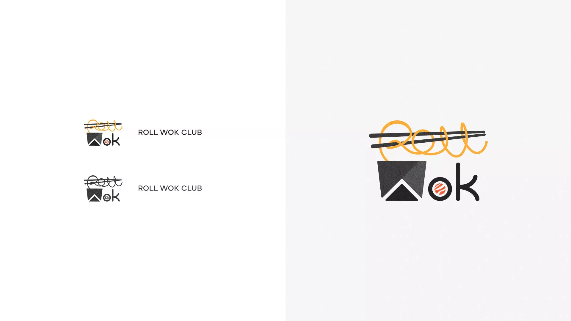 Разработка логотипа суши-бара «Roll Wok Club» в Нягане